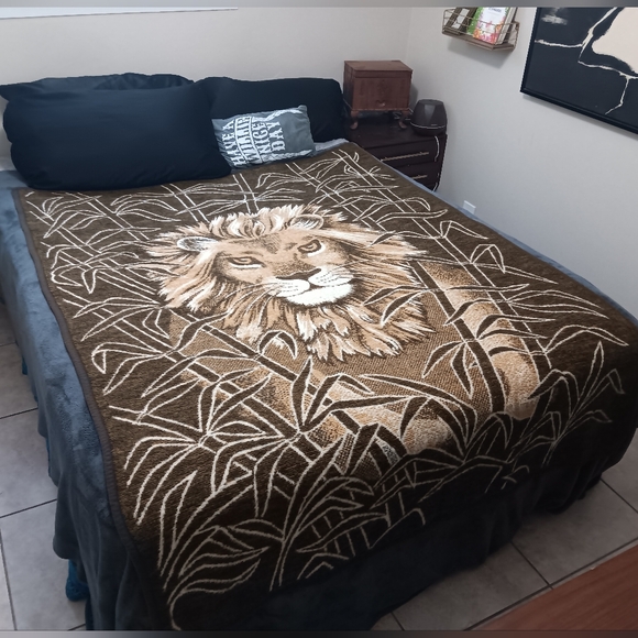 Biederlack Bedding Vtg 8s Biederlack Lion Throw Blanket 78x57